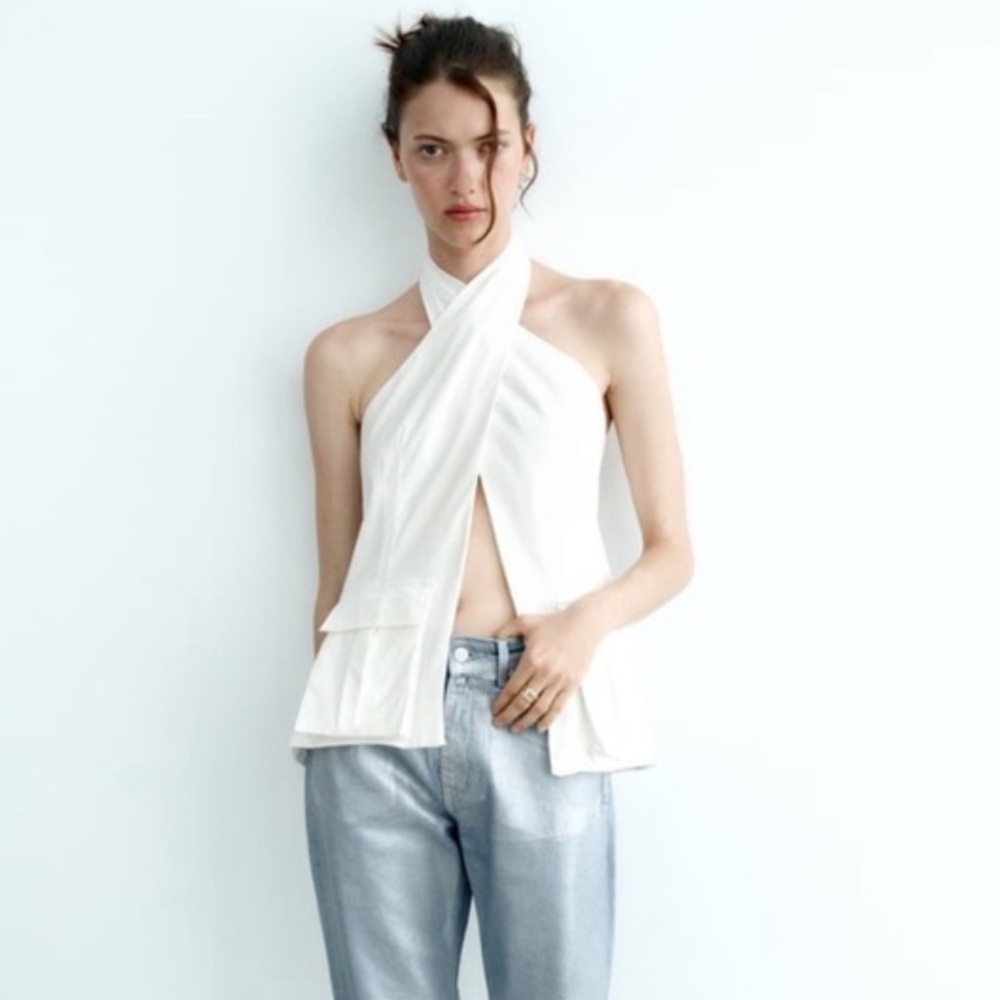 Zara White Halter Top